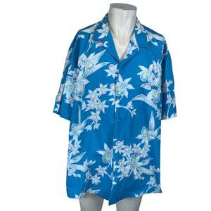ROYAL HAWAII - MEN'S XXXL - BLUE SHORT SLEEVE BUTTON COLLARED HAWAIIAN SHIRT
